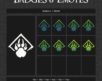 Ícone de classe Druida de Diablo 4, emblemas e emotes do Steam (arquivo digital)