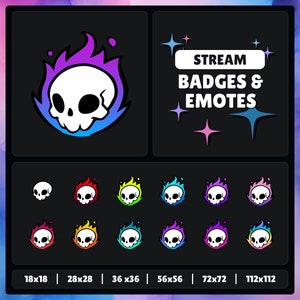 Crânes enflammés | Twitch - YouTube - Discord - Kick | Sous-badges - Points - Bits - Émoticônes | Diffusion en continu