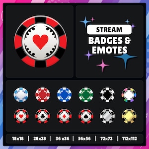 Casino Chips | Gambling | Poker | Twitch - YouTube - Discord - Kick | Sub Badges - Points - Bits - Emotes | Streaming