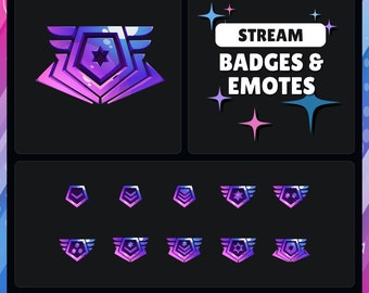Military Badge | Rank | Purple | Twitch - YouTube - Discord - Kick | Sub Badges - Points - Bits - Emotes | Streaming