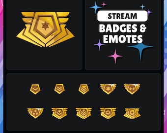 Military Badge | Rank | Gold | Twitch - YouTube - Discord - Kick | Sub Badges - Points - Bits - Emotes | Streaming