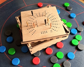 Crokinole Disc Storage and Score Box (discs not included)