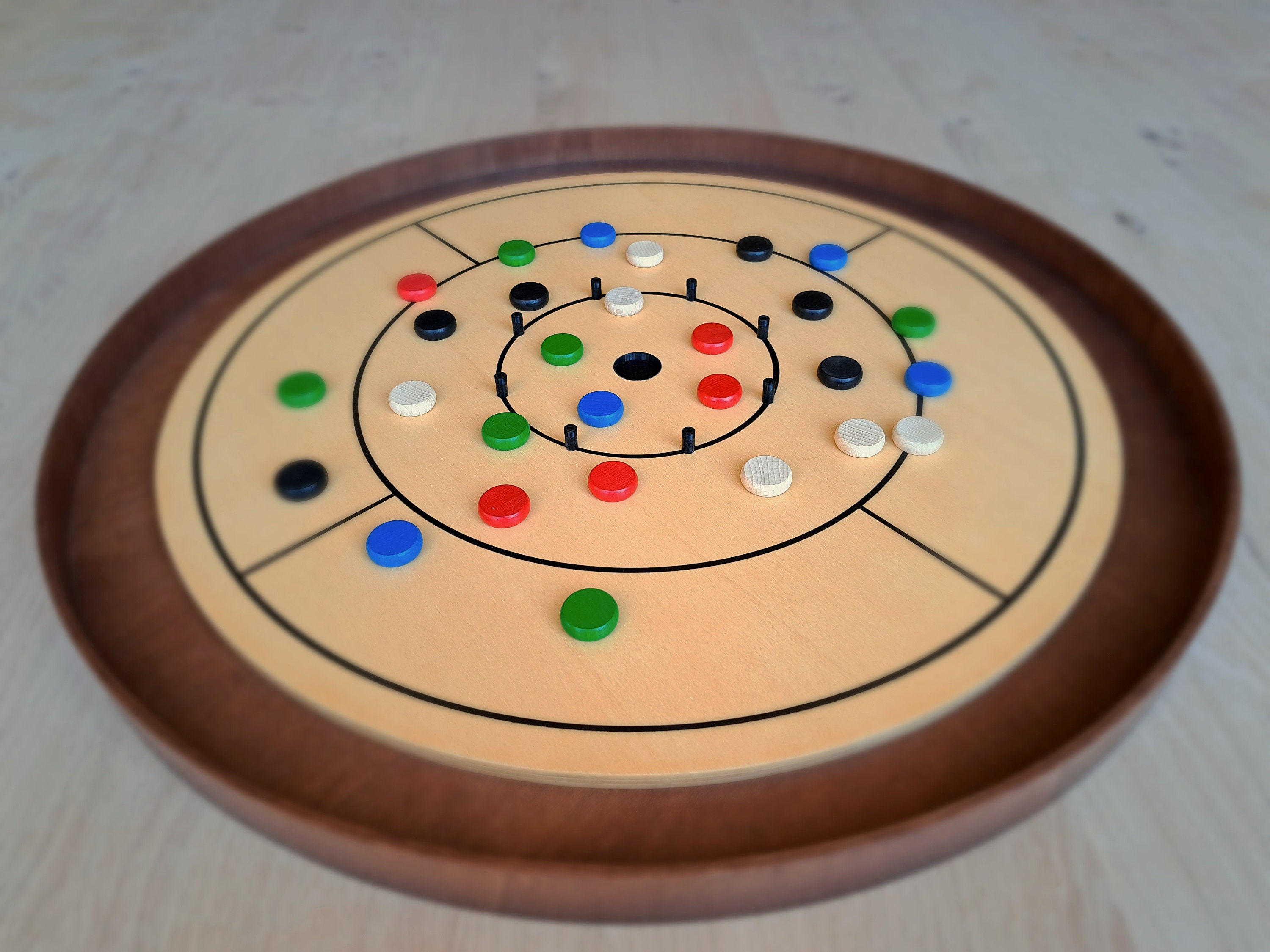 Luxury Crokinole Tournament Board - Beech & Cherry