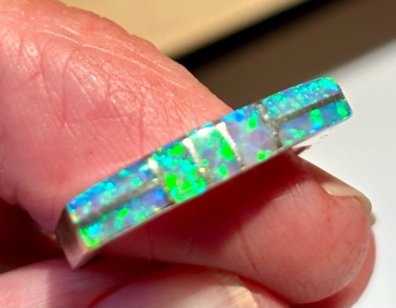 Vintage Navajo intense blue/green natural opal in… - image 5
