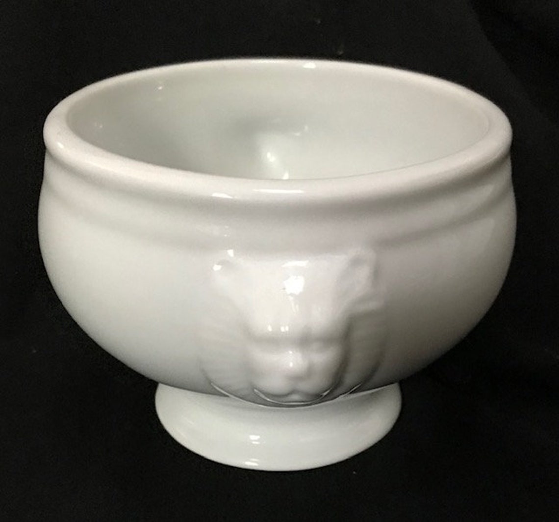 Classic Lion Head White Footed Soup Serving Bowl Porcelain Etsy