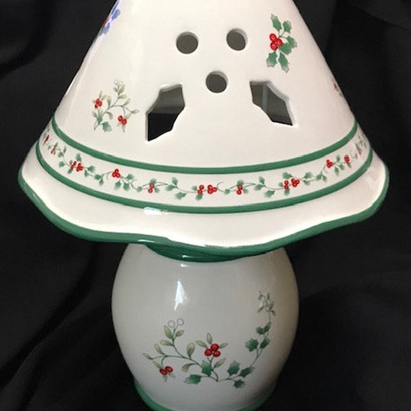 Pfaltzgraff Winterberry Votive Candle Lamp Ceramic 2004 Christmas Holiday Decor Flaws