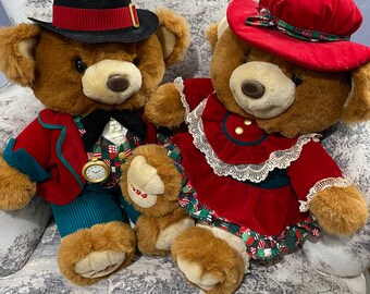 Collectible Santa Bear Couple - Christmas Santa Bears - Kmart Christmas Bear - K-Mart Christmas Bear Collectible