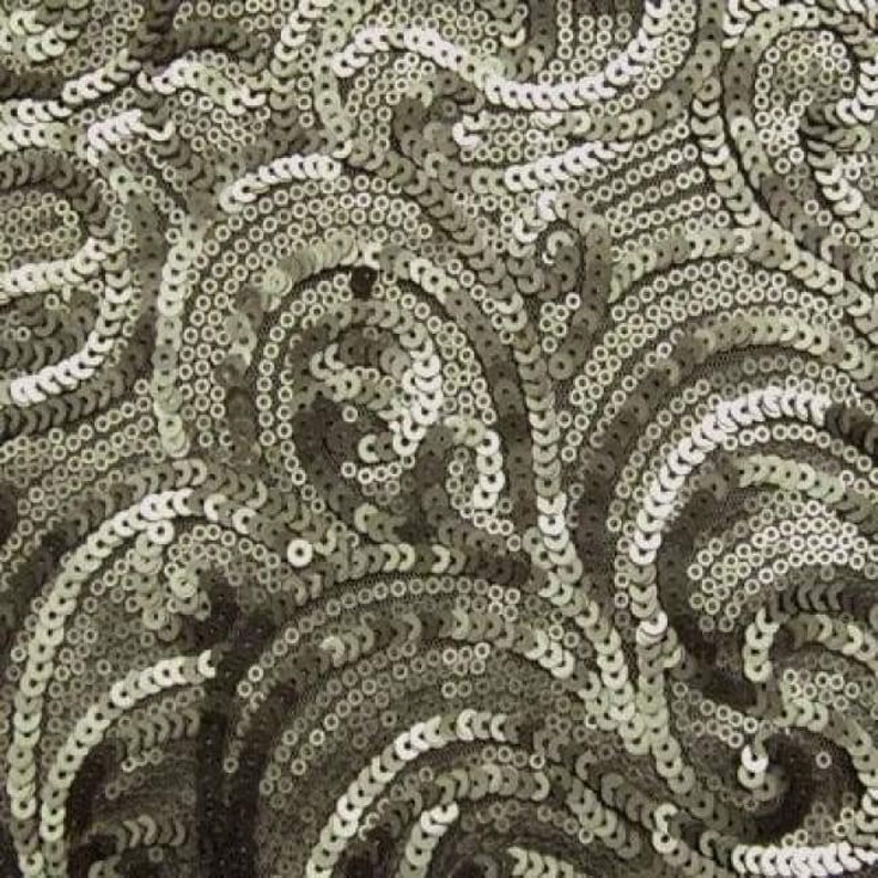 Non-stretch Light Gunmetal Sold By The Yard Sewing Materials Paisley Matte Sequins On Polyester Mesh Costume Fabric DIY Fabric