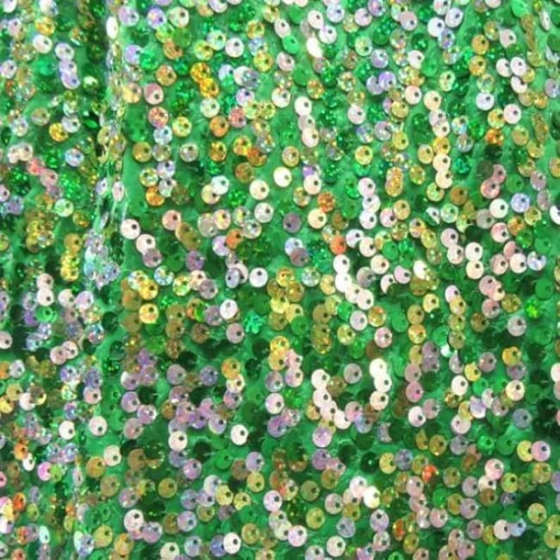 Silvergreengold Holographic Sequins On Polyester Spandex 2 Way Stretch