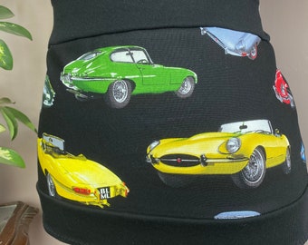 Men's Ostomy Bag Cover: Cotton Jersey, Vintage Car Print