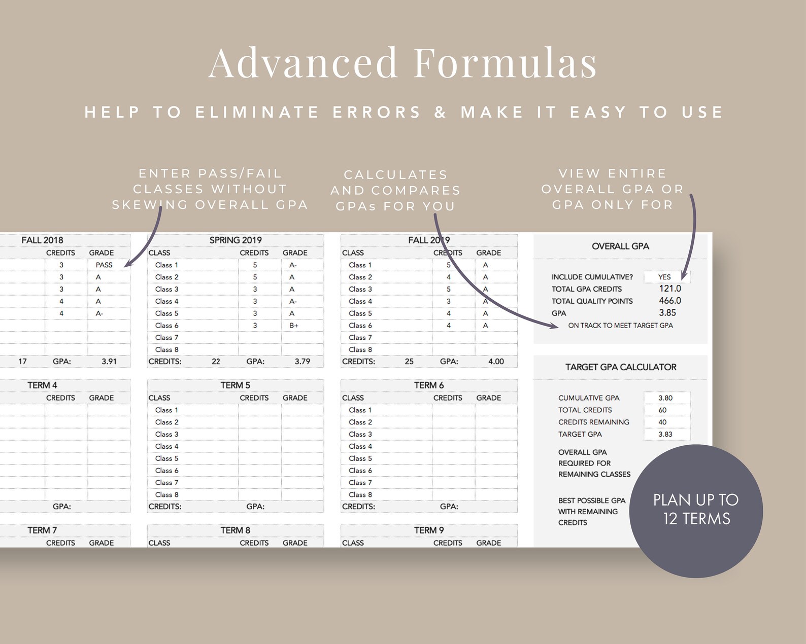 GPA Calculator / Tracker target GPA Calculator Reflections Sheet 12