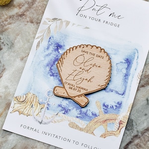Destination mariage enregistrer la date Plage enregistrer l’aimant de date Nautique enregistrer la date aimant de mariage aimants en bois faveurs de mariage avec des cartes