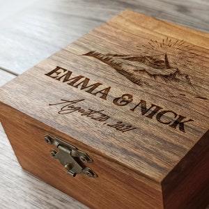 Custom Ring Box with moss, Proposal Ring Box, Wood Ring Box, Engagement Ring Box, Engraved Wedding Ring Box, Engraved Wooden Box