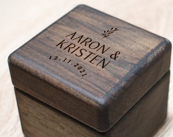 Wedding Ring Box, Proposal Ring Box, Wood Ring Box, Engagement Ring Box, Engraved Wedding Ring Box, Engraved Wooden Box with moss