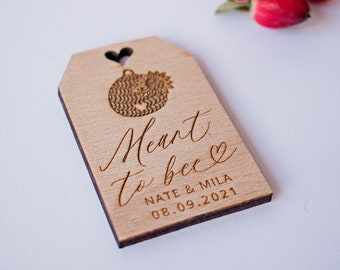 Meant to Bee Wedding Favor Tags Custom Personalized Names Tags Thank You Tags Candy, Chocolate, Champagne Tags 10PCS