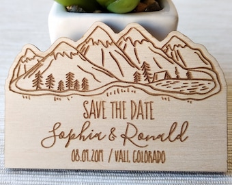 Mountain wedding save the date magnet wooden magnet save the date mountain save the date magnet, Wedding favors