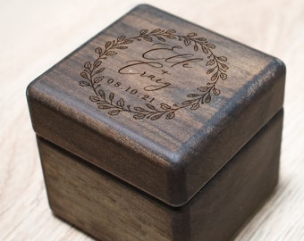 Wedding Ring Box, Proposal Ring Box, Wood Ring Box, Engagement Ring Box, Engraved Wedding Ring Box, Engraved Wooden Box with moss