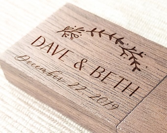 Wooden USB 3.0 Christmas Flash Drive Personalized Wedding Custom engraved 8GB, 16GB, 32GB and 64GB  Walnut Wood