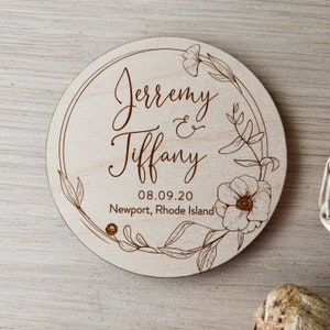 Floral Wedding save the date magnets, Boho wedding favors, Wood magnet, wedding magnet 10PCS