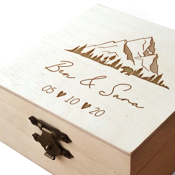 Engraved Wood Ring Box: Custom Wedding Proposal Jewelry