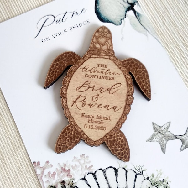 Turtle summer beach wooden save the date magnets wood wedding magnets wedding favors custom summer wood magnet with cards