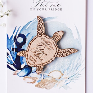 Turtle summer beach wooden save the date magnets wood wedding magnets wedding favors custom summer wood magnet with cards