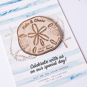 Sand dollar Save the Date Magnet, faveur de mariage nautique, aimant de mariage de plage, aimant de faveur de mariage, plage enregistrer la date,