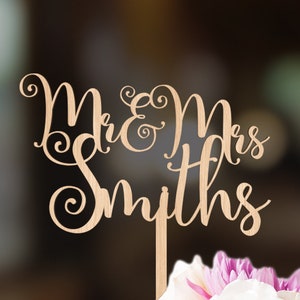 Mr and Mrs wedding cake topper Rustic calligraphy wooden country chick wood love cake topper