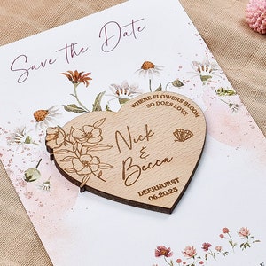 Fleurs sauvages en bois Enregistrer les aimants de date avec des cartes fleurs sauvages enregistrer le mariage aimant de date enregistrer la date aimants en bois faveur de mariage