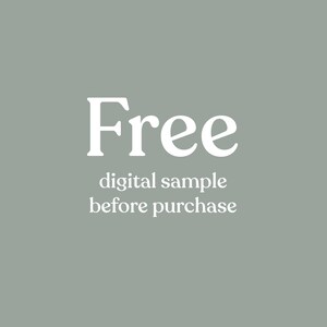 May include: White text on a light gray background reads "Free digital sample before purchase".