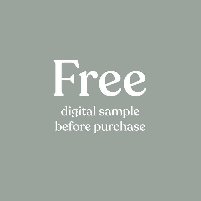 May include: White text on a light gray background reads "Free digital sample before purchase".