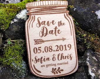 Rustic Mason jar wooden save the date magnets, Mason jar wedding invitation, Wooden save the date magnet,rustic wedding favors 10