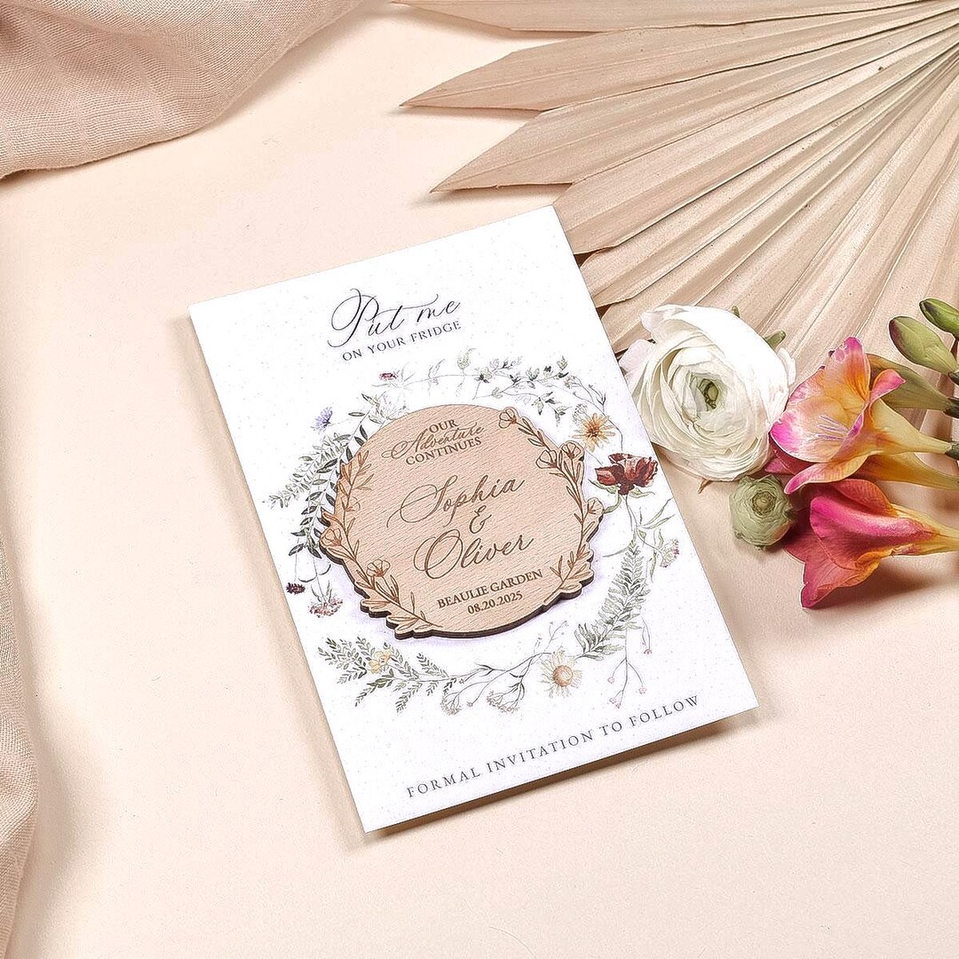 Wildflower Floral Wedding Magnets | Save the Date Magnet With Cards ...