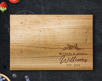 Personalized Cherry Wood Anniversary Cutting Board: Custom Couple Gift