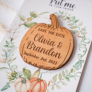 Pumpkin Save the Date Autumn Wedding wooden save the date magnets Wedding wood save the dates Pumpkin magnets