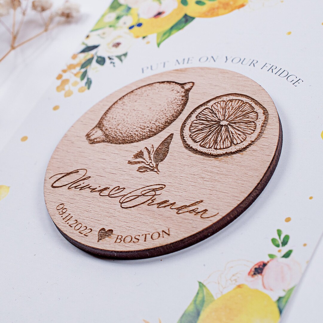 Lemon Magnets Wooden Save the Date Magnets Lemon Wedding Magnets Wedding Wood Save ...