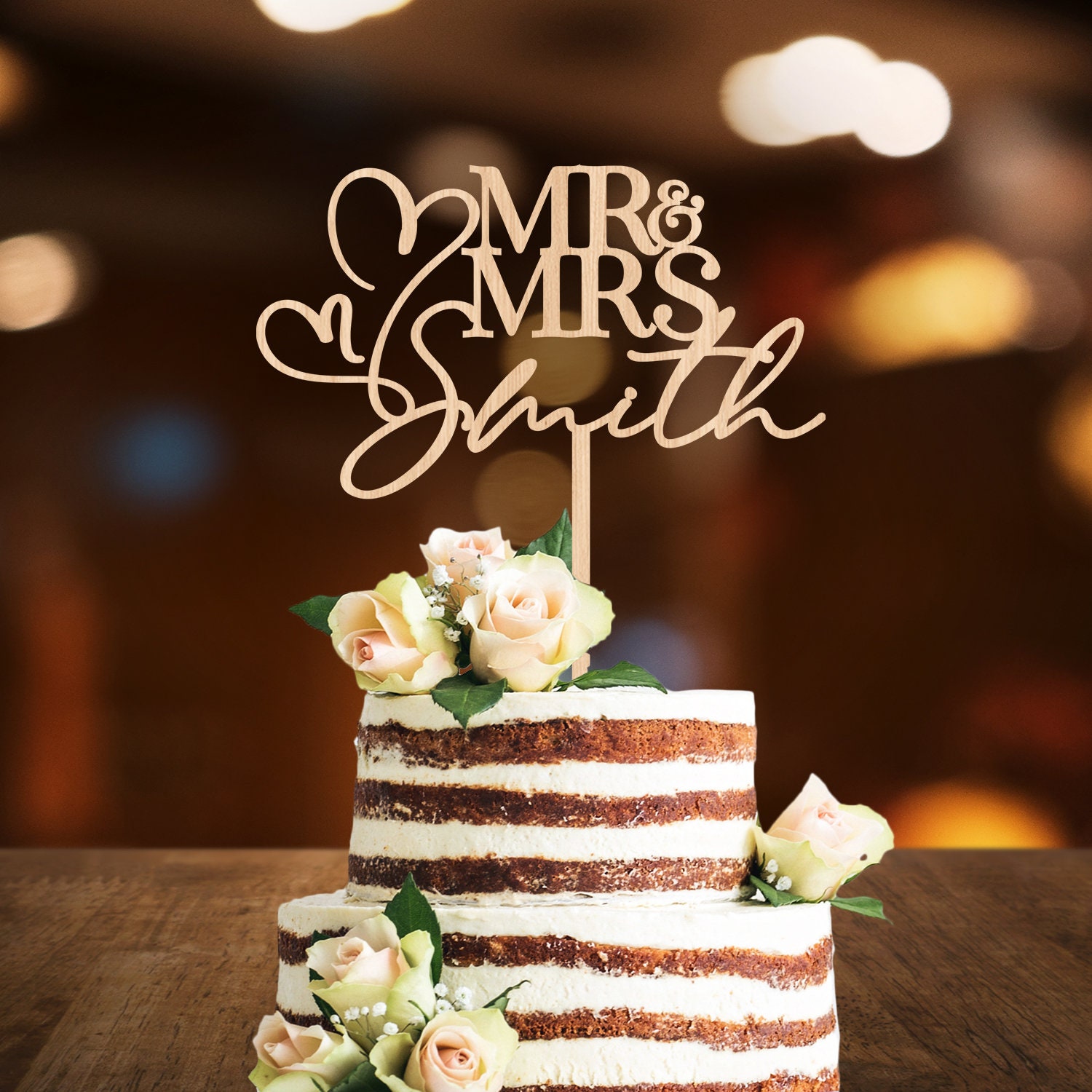 Mr and Mrs Wedding Wooden Cake Topper Wedding Decoration Cake - Etsy