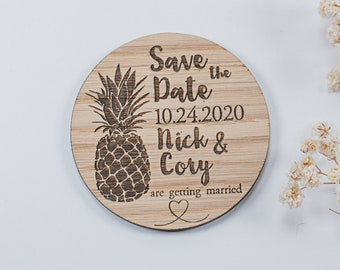 Pineapple save the date magnets, Personalized beach wedding favors save the date magnet with cards, summer save the date magnets