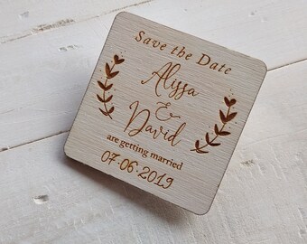 Floral wooden wedding save the date magnets, Garden and outdoor wood wedding magnet 10PCS