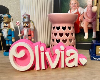 Pink Doll Fan Custom Name XL - Name Plate - Desk Display - Gift for Fashion Doll Fan - Personalised Gift
