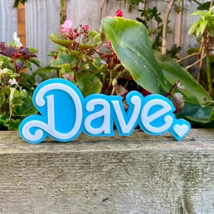 Blue Custom Name Plate: 3D Printed Desk Display