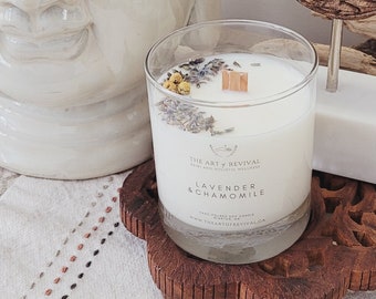 Lavender & Chamomile Candle | Wood Wick Candle | Hygge | Home Decor | Custom Candle | Soy Wax | Flower Candle