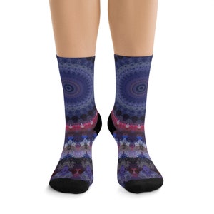 Groovy Bohemian Funky Retro Hippie Mandala Abstract Digital Art Recycled Polyester Socks