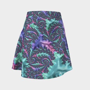 Trippy Groovy Pastel Fractal Polyester Flare Skirt