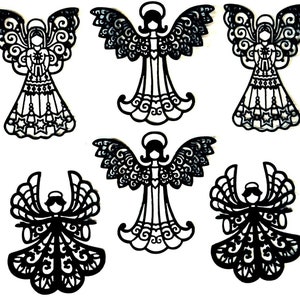Breathtaking! Super INTRICATE Set of ANGEL/ ANGELS Silhouette Die Cut/ Cuts, Clipart  (3 Styles)