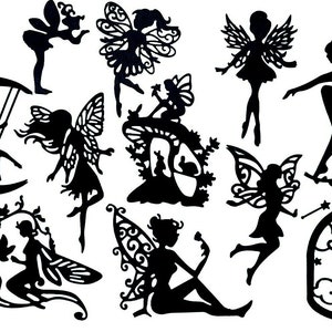 11-intricate FAIRY /FAIRIES silhouette die cut /cuts, embellishments for scrapbooking, cardmaking, fairy jars  lot #1