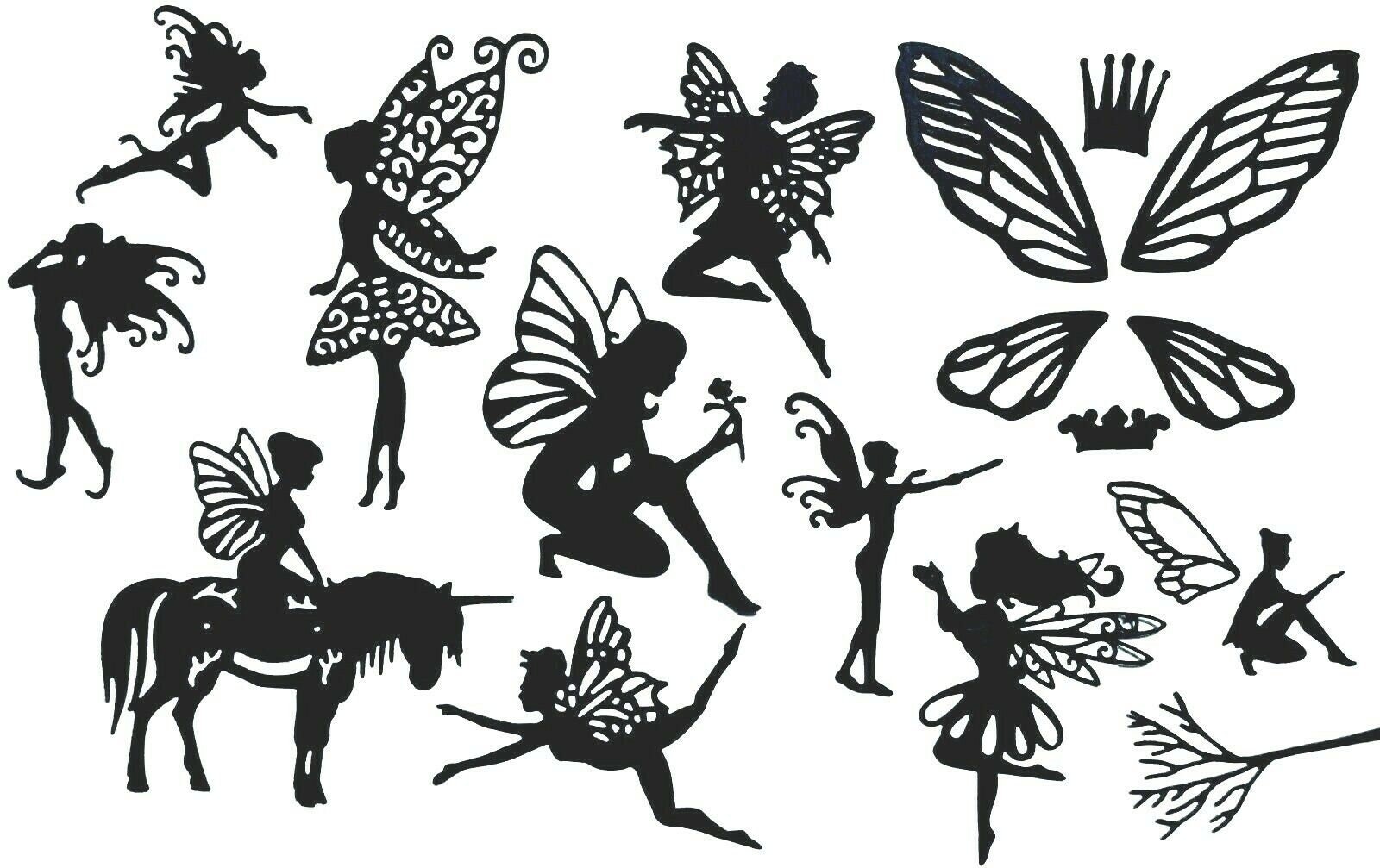 Jar Lantern #4646 6-8 Fairy Fairies Fancy Wing Die-Cut Embellishment Precut Silhouette Cards