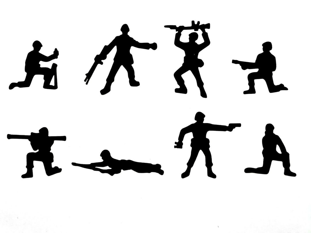 8 TOY SOLDIER/ Soldiers With GUNS Silhouette Die Cut/ Cuts