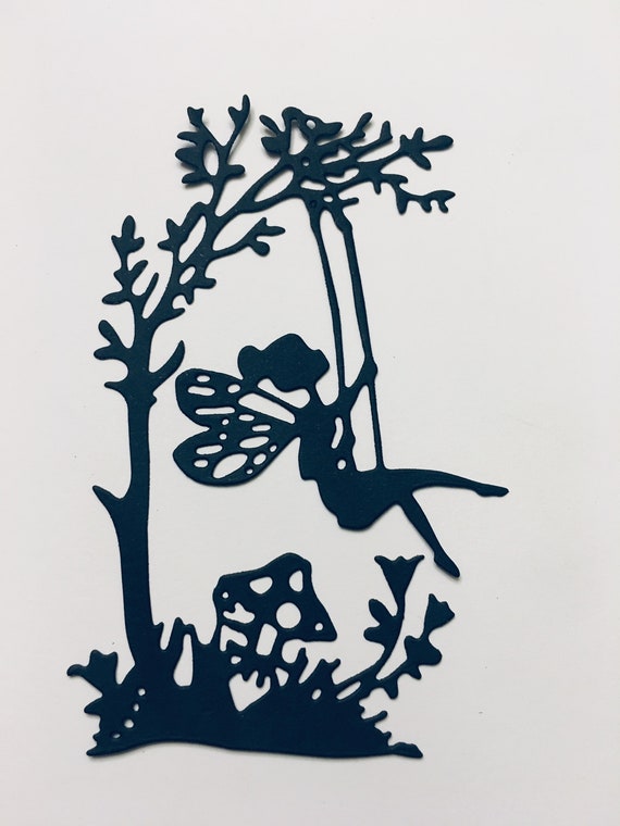 FAIRY// FAIRIES SWINGING ON VINE SWING /"JUST A SWINGING/" SILHOUETTE DIE CUT// CUTS