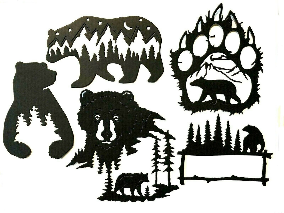 BEAR and TREE Silhouette's Inside of Silhouette of Bears & Etsy